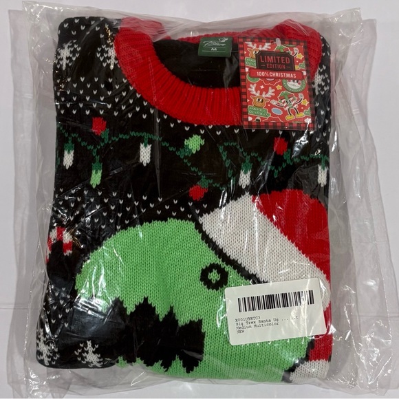 NWT Kids Medium 10/12 Ugly Christmas Sweater Dinosaur Santa T-Rex Boys Girls - Picture 3 of 9